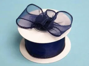 10 Yards 1.5" DIY Navy Blue Wired Organza Ribbon For Craft Dress Wedding