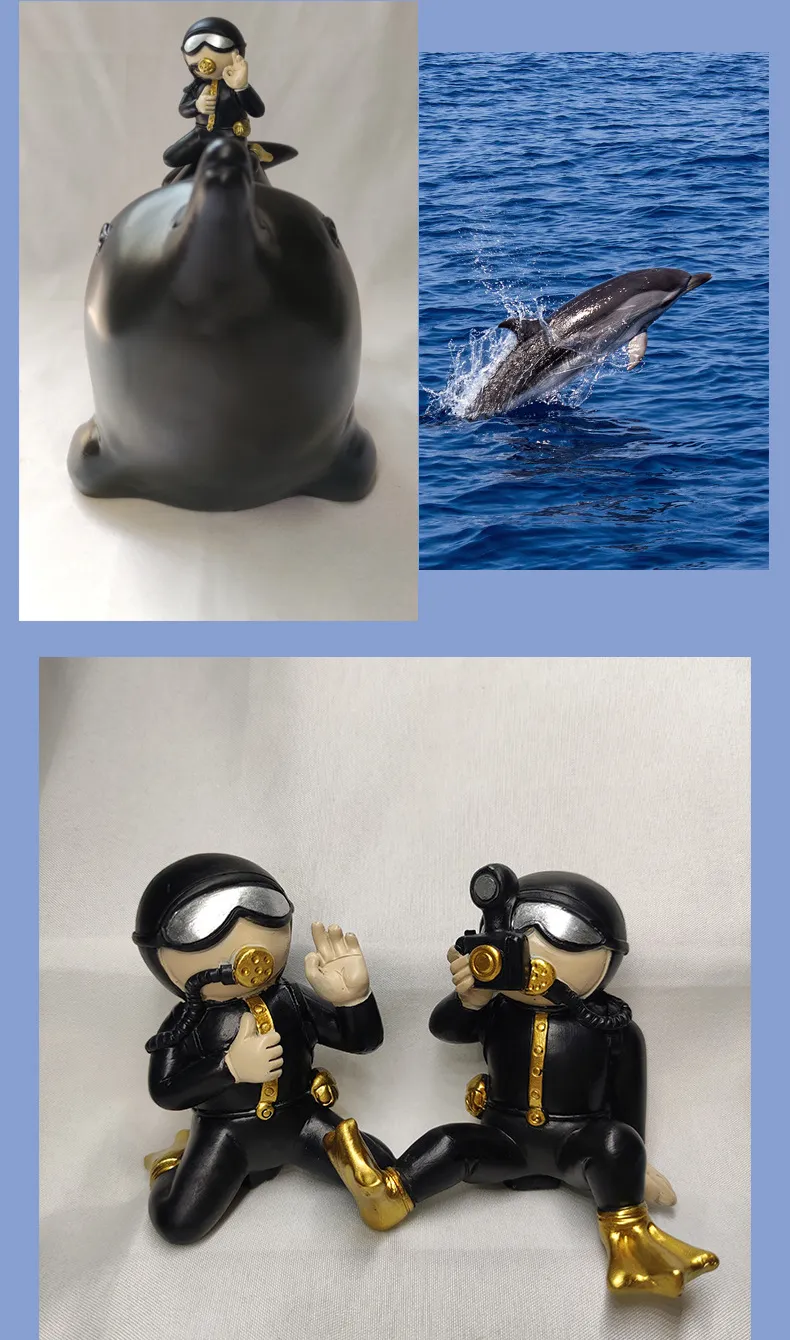 18cm Diver Dolphin Whale Resin Key Candy Storage Box for Hall Table Decorations