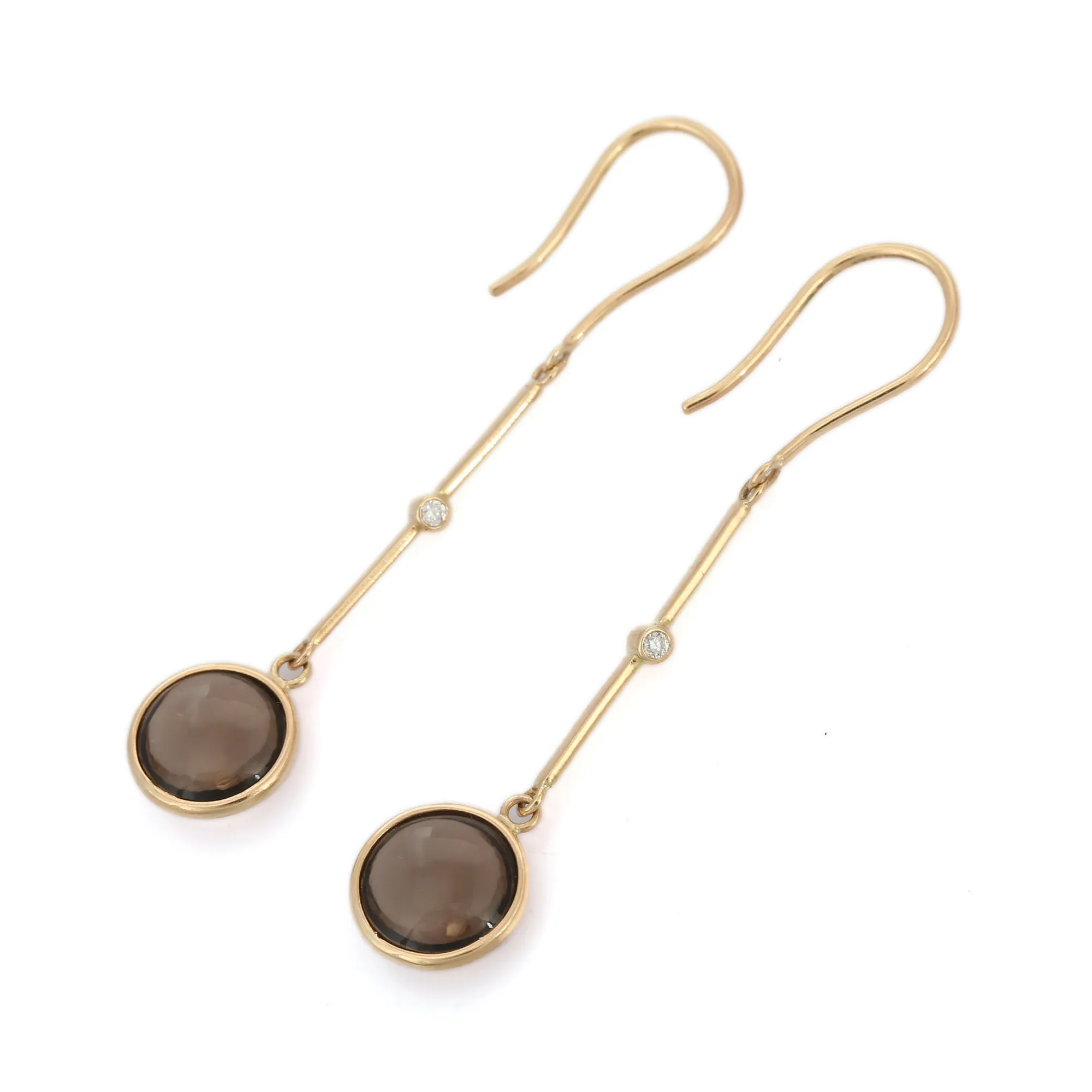 18K Yellow Gold Smoky Topaz Earrings