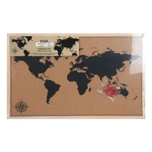 40x60cm Framed Travel Cork Board Map