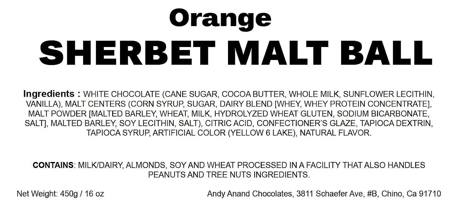 Andy Anand Belgian Chocolate Orange Sherbet Malt Ball 1 lbs - Decadent Chocolates for Every Palate, Chocolate Indulgence: Gift Box for the Chocolate Connoisseur