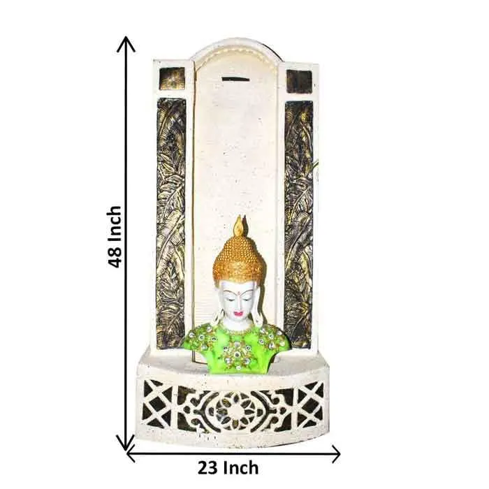 Art N Hub Lord Buddha Home Decorative Fiber Best Home and Office Inauguration Gift Items | Built (58 x 33 x 122 CM | Cream Dotted& Golden)