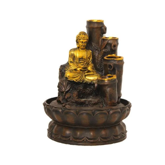 Art N Hub Lord Buddha Table Top Indoor Water Fountains for Home Decoration Office Decoration and Gifting Built (20 x 20 x 26 CM | Brown Golden)