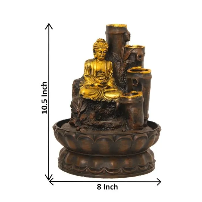 Art N Hub Lord Buddha Table Top Indoor Water Fountains for Home Decoration Office Decoration and Gifting Built (20 x 20 x 26 CM | Brown Golden)