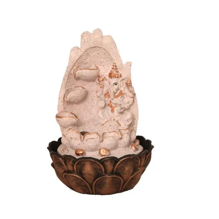 Art N Hub Lord Ganesha Indoor Outdoor Water Fountain for Home Vastu and Temple Decoration Best Home Inauguration Gift Items Showpiece (27 x 27 x 39 CM | Dotted Pink Copper)