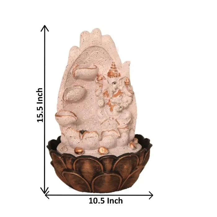 Art N Hub Lord Ganesha Indoor Outdoor Water Fountain for Home Vastu and Temple Decoration Best Home Inauguration Gift Items Showpiece (27 x 27 x 39 CM | Dotted Pink Copper)