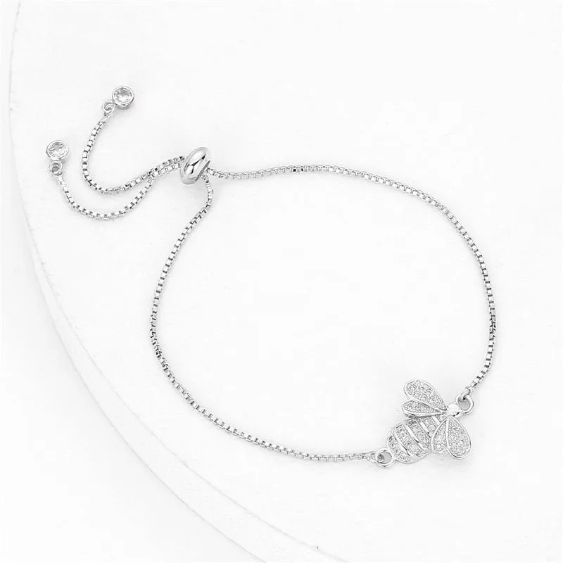 Bee Cubic Zirconia Crystal Charm Bracelet