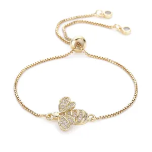 Bee Cubic Zirconia Crystal Charm Bracelet