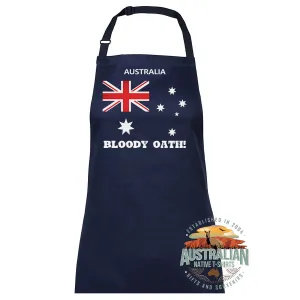 Bloody Oath! Australian Flag BBQ Apron (Navy, 65cm x 71cm)