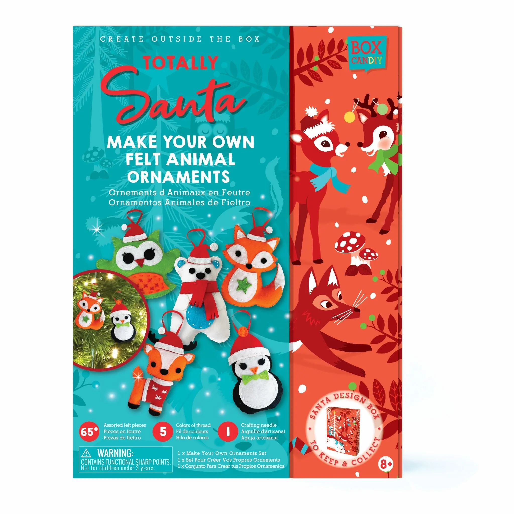 BOX CANDIY Totally Santa Make Your Own Felt Animal Ornaments