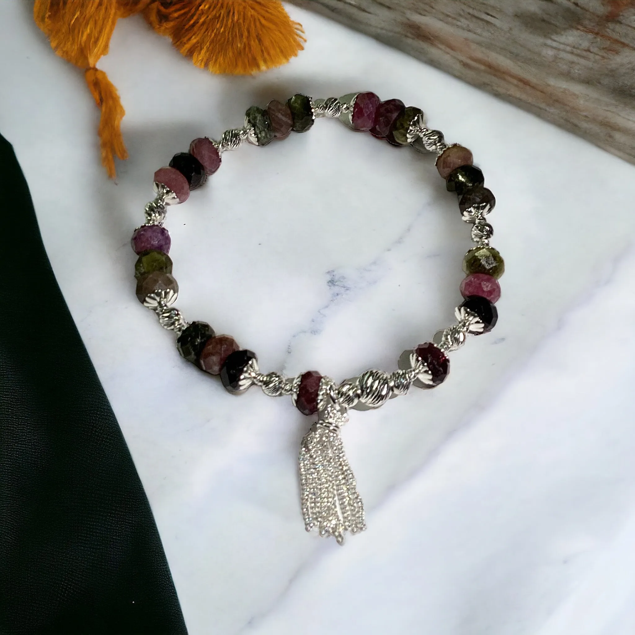 Bracelet Kit -   Rainbow Tourmaline Tassel Bracelet: Unleash the Colors of Joy