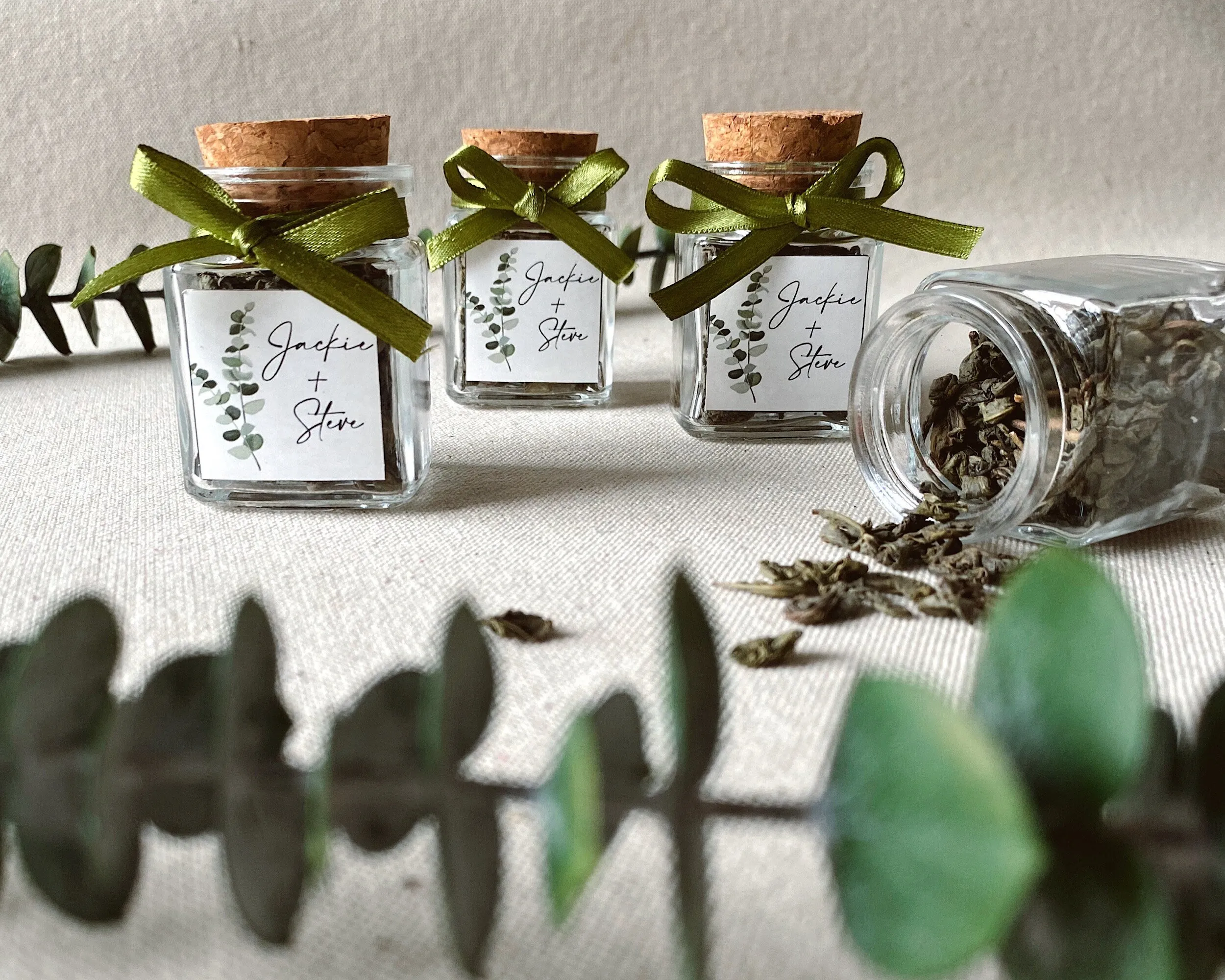 Bulk Glass Jar Herbal Tea Favors, Rustic Wedding Favors For Guests, Bridal Party Gifts For Bridesmaids, Personalized Favors, Unique Gifts