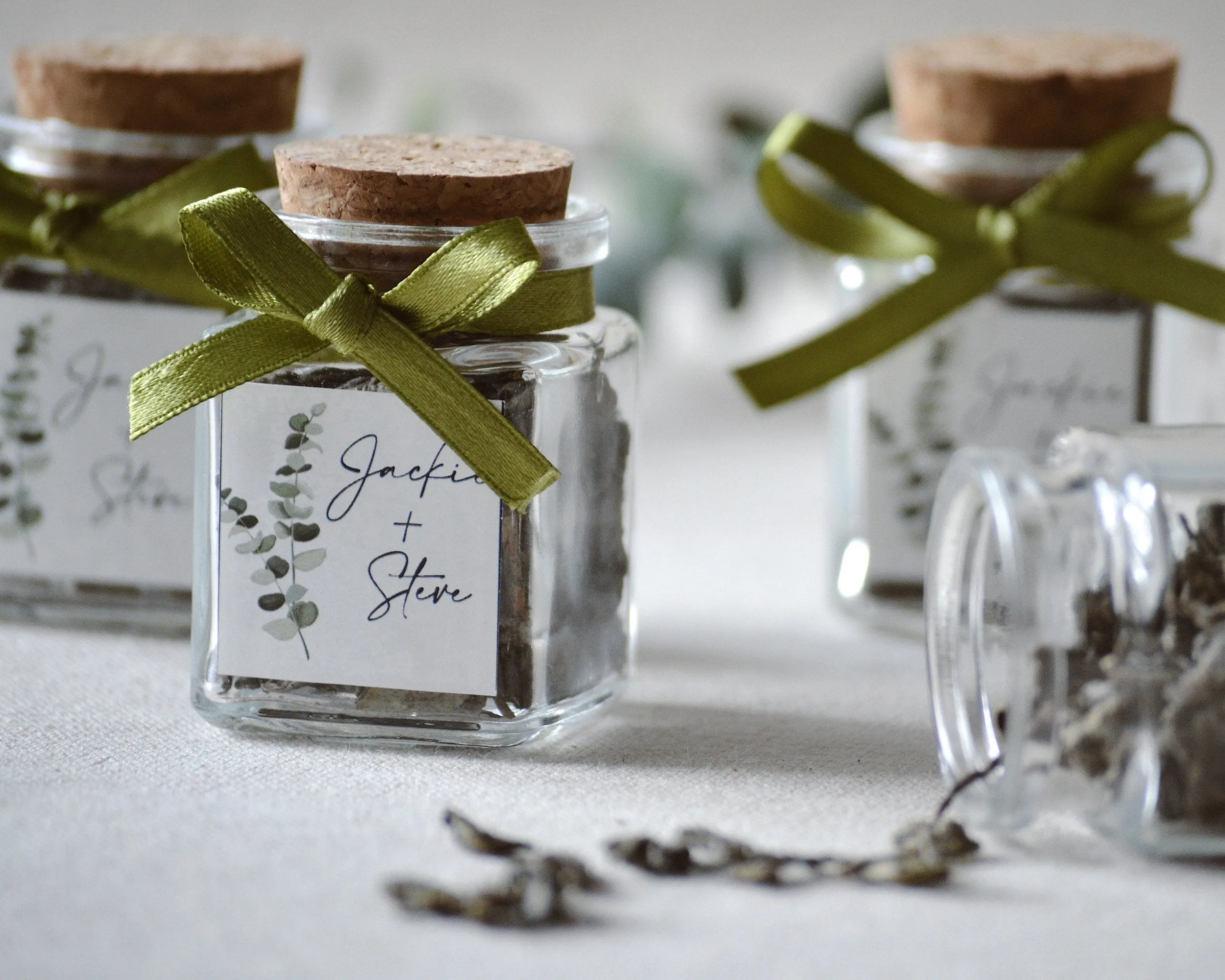 Bulk Glass Jar Herbal Tea Favors, Rustic Wedding Favors For Guests, Bridal Party Gifts For Bridesmaids, Personalized Favors, Unique Gifts