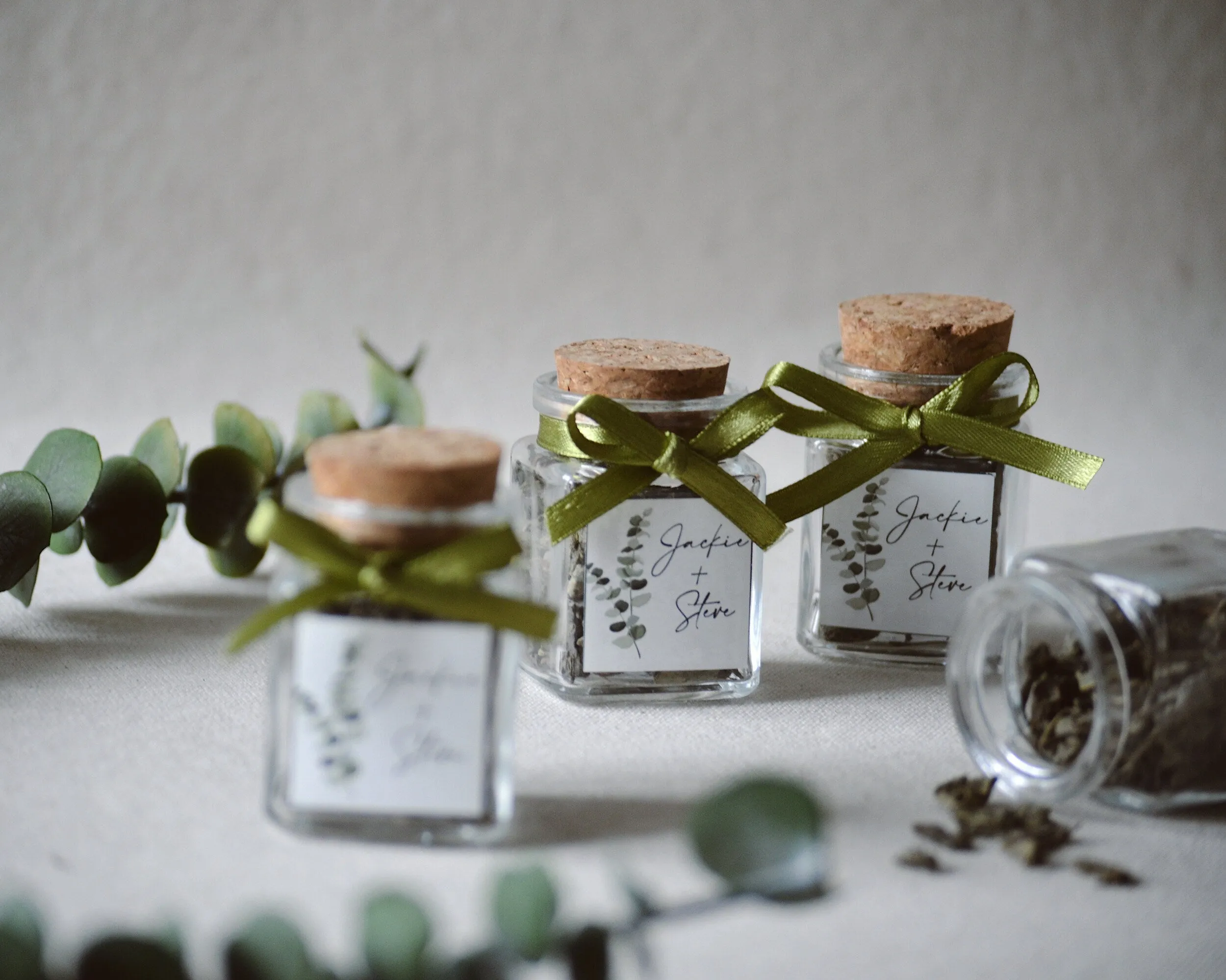 Bulk Glass Jar Herbal Tea Favors, Rustic Wedding Favors For Guests, Bridal Party Gifts For Bridesmaids, Personalized Favors, Unique Gifts