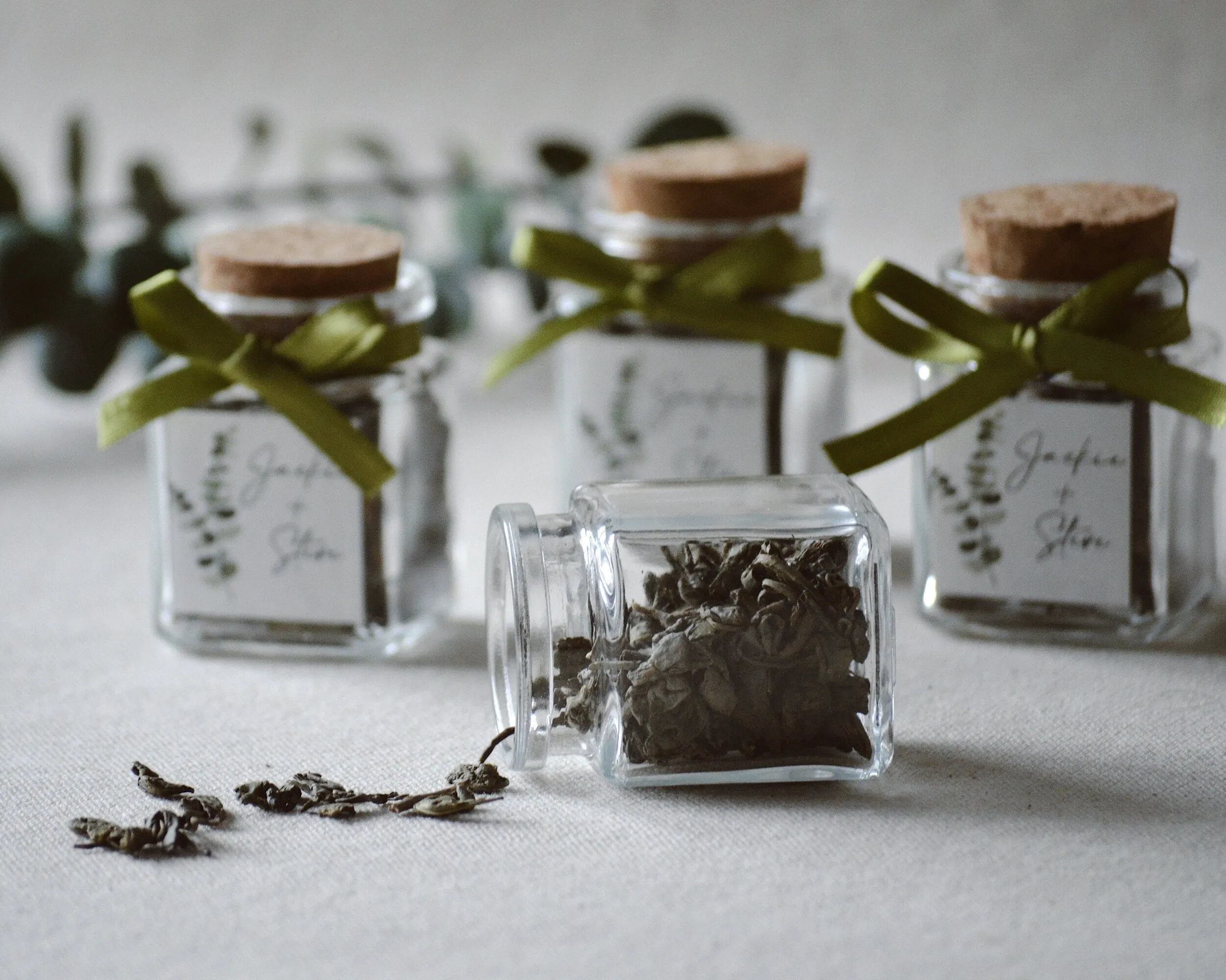 Bulk Glass Jar Herbal Tea Favors, Rustic Wedding Favors For Guests, Bridal Party Gifts For Bridesmaids, Personalized Favors, Unique Gifts