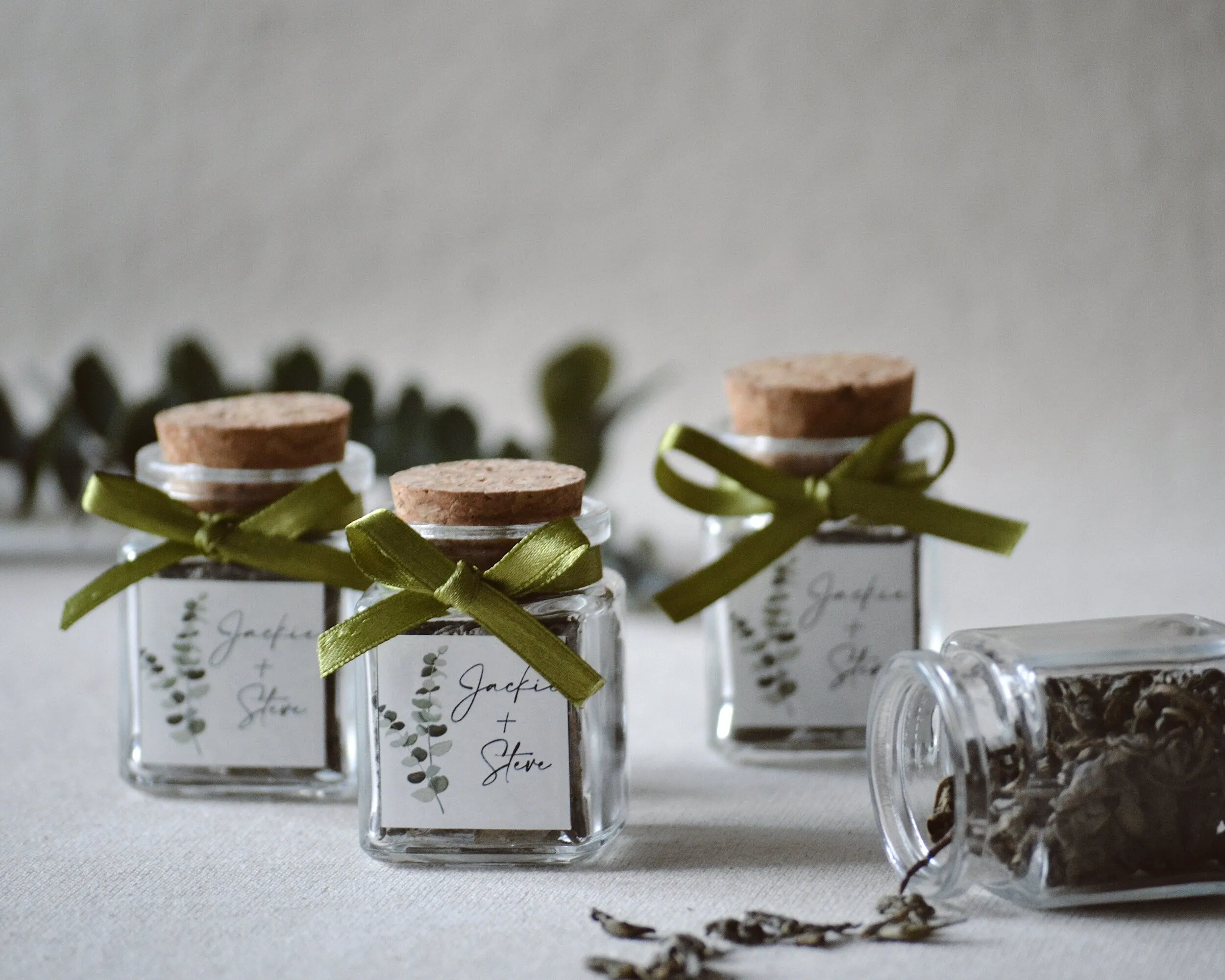 Bulk Glass Jar Herbal Tea Favors, Rustic Wedding Favors For Guests, Bridal Party Gifts For Bridesmaids, Personalized Favors, Unique Gifts