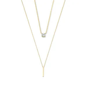 Cadeau d'Isabel 14 karat gold necklaces gift set with zirconia stones