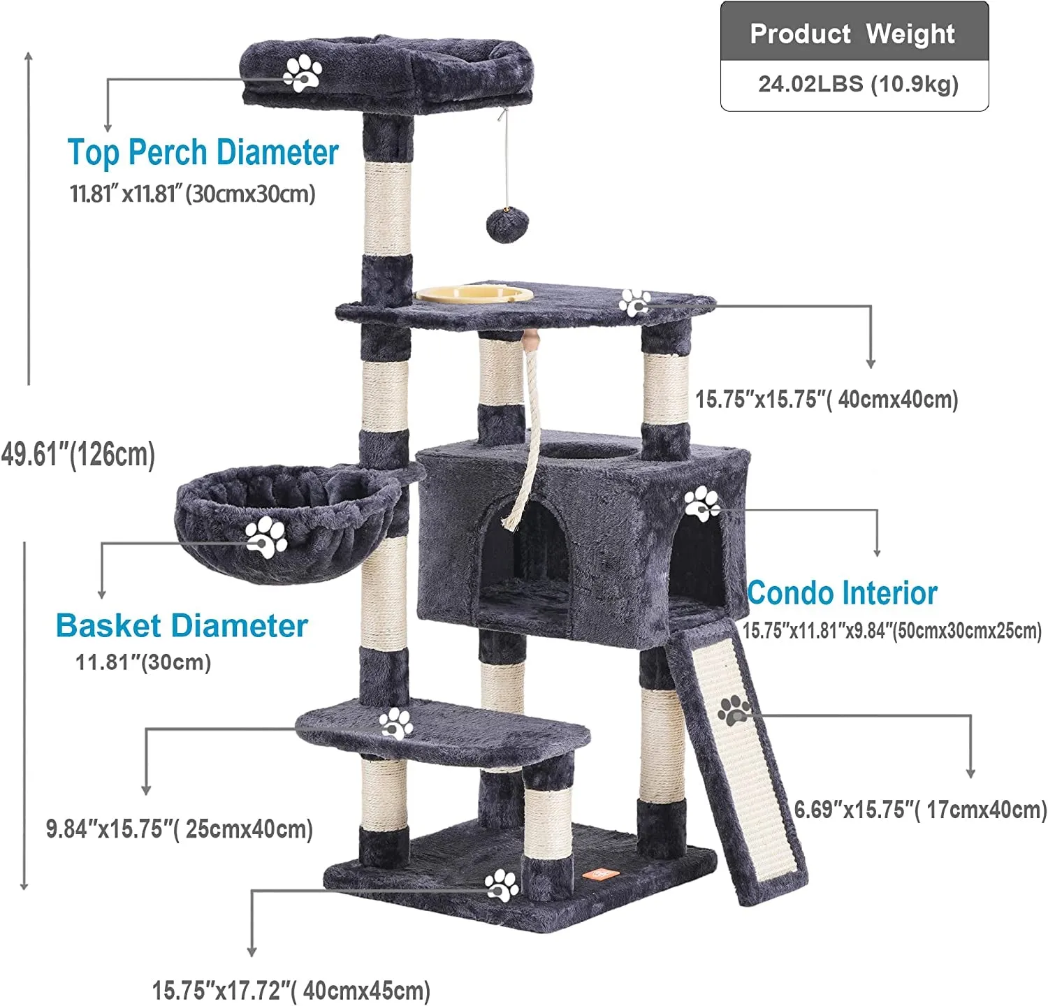 Cat Tree, Cat Tower for Indoor Cats with Scratching Board,