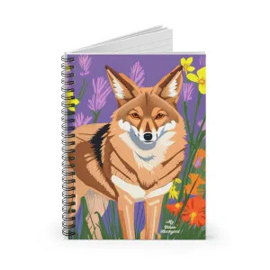 Coyote with Purple Flowers, Spiral Notebook Journal - Write in Style