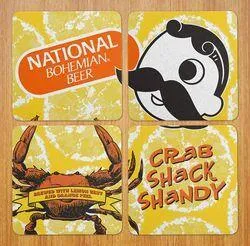 Crab Shack Shandy - National Bohemian (Yellow) / 4-Piece Cork Coaster Set