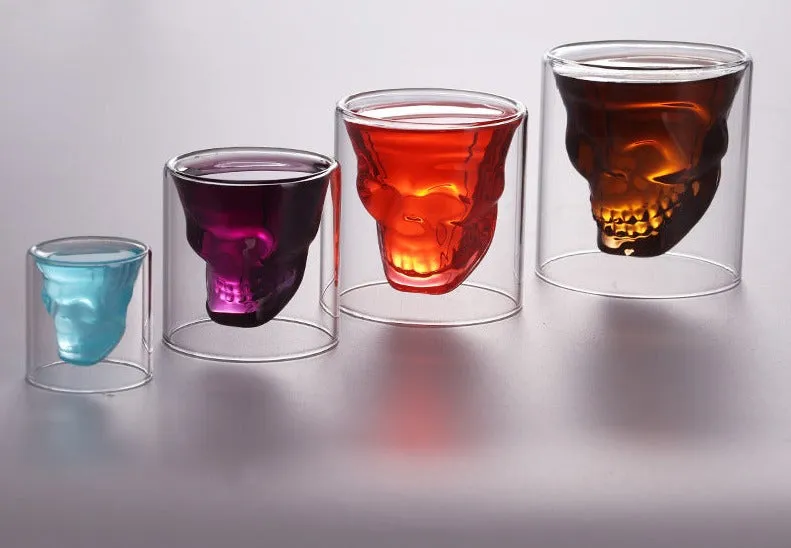 Creative Bar Double Glass Skull Cup