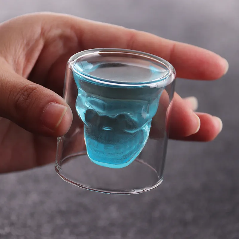 Creative Bar Double Glass Skull Cup