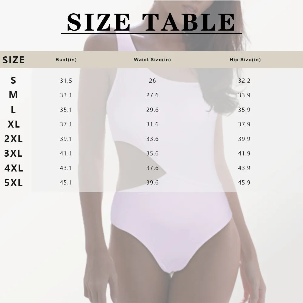 Custom Face American Flag Style Women's Off Shoulder Side Cutout One Piece Swimsuit Personalized Photo Bathing Suit