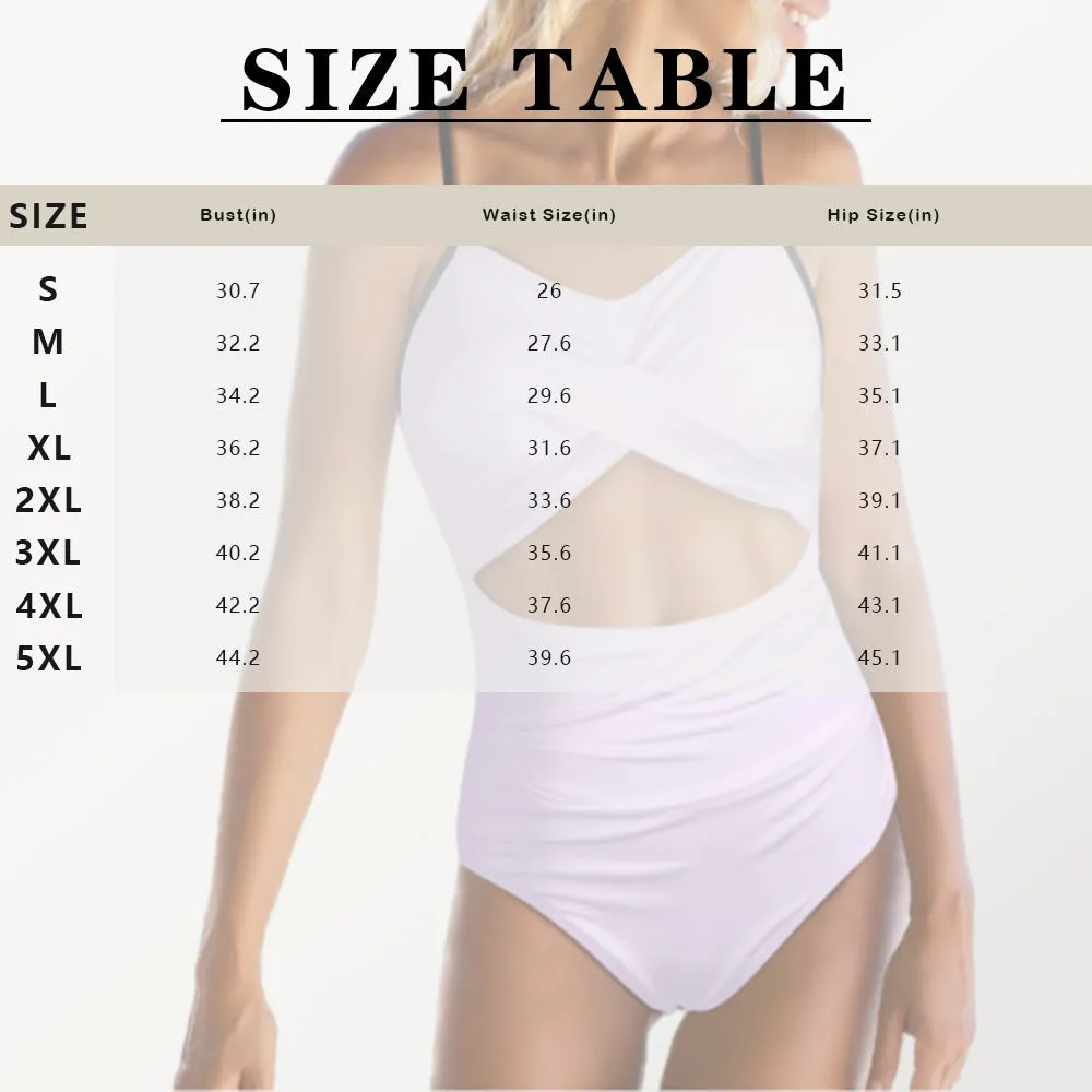 Custom Face American Flag Style Women's One Piece Swimsuit Twist Cutout Front Crisscross Lace Up Back Face Bathing Suit