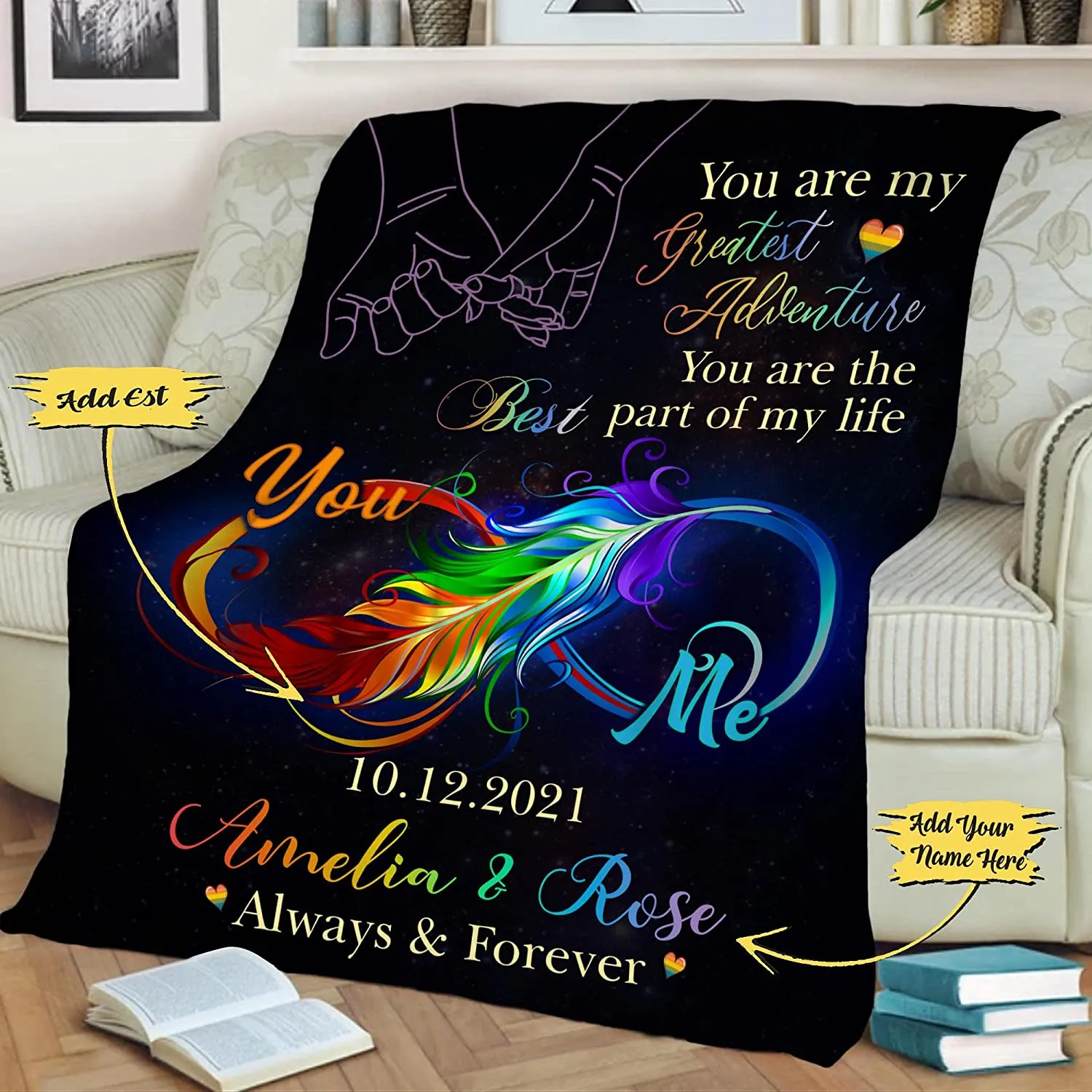 Custom Lgbt Blanket For Couple Lesbian, Gift For Couple Gaymer, You Are The Best Party Of My Life Blankets