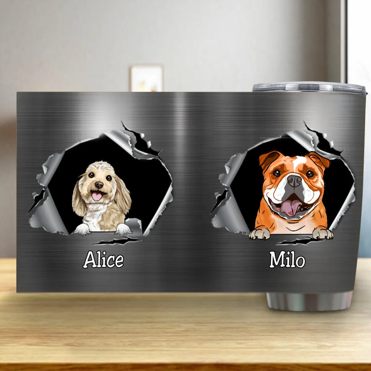 Customized Stainless Steel Dog Name Tumbler - 20oz Personalized Cup