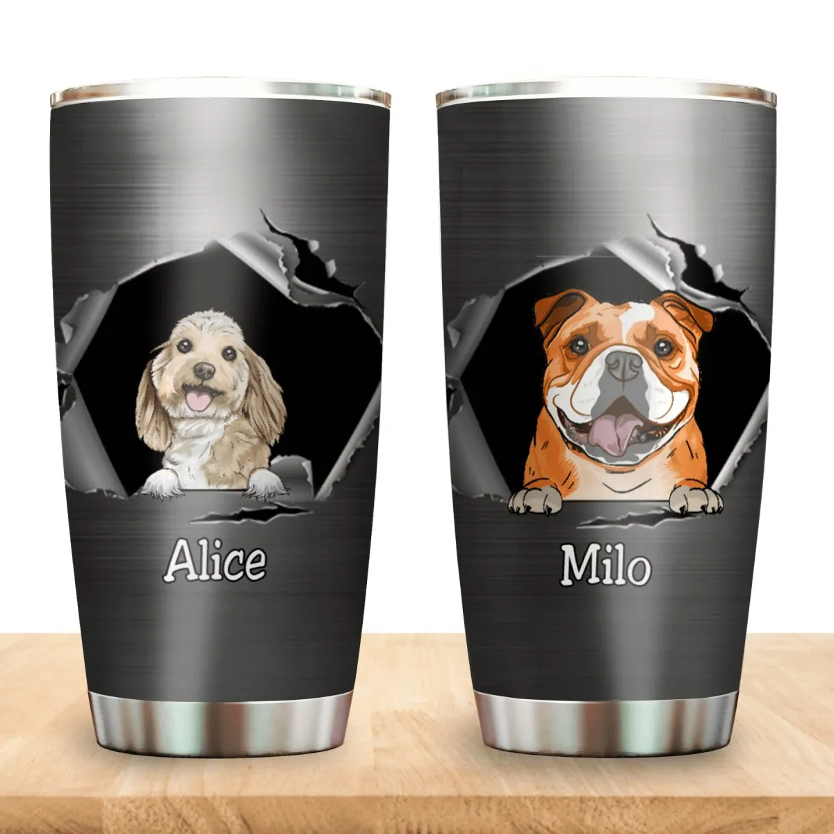 Customized Stainless Steel Dog Name Tumbler - 20oz Personalized Cup