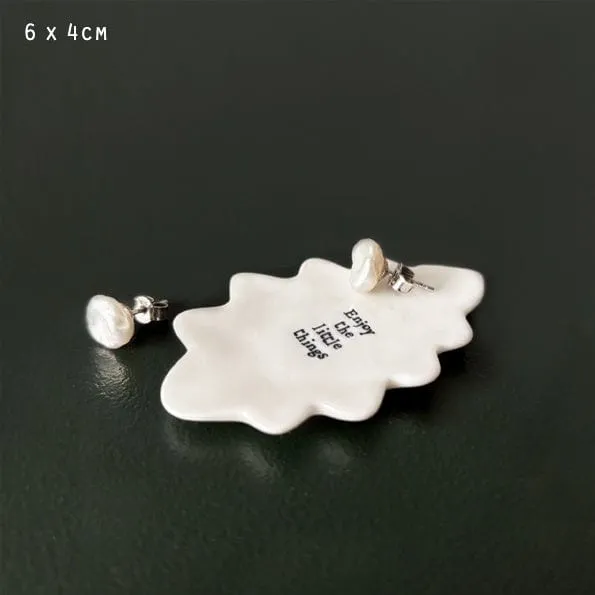 East of India Porcelain Leaf Dish Enjoy the little things