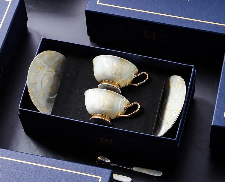 Elegant Ceramic Coffee Cups, Unique Tea Cups and Saucers in Gift Box as Birthday Gift, Beautiful British Tea Cups, Royal Bone China Porcelain Tea Cup Set