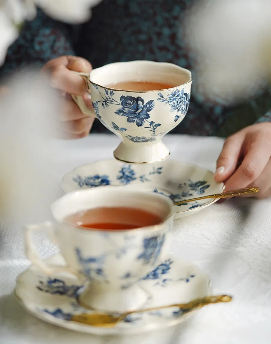 Elegant Vintage Ceramic Coffee Cups for Afternoon Tea, Royal Ceramic Cups, French Style China Porcelain Tea Cup Set, Unique Tea Cup and Saucers