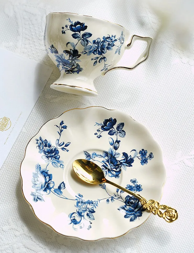 Elegant Vintage Ceramic Coffee Cups for Afternoon Tea, Royal Ceramic Cups, French Style China Porcelain Tea Cup Set, Unique Tea Cup and Saucers