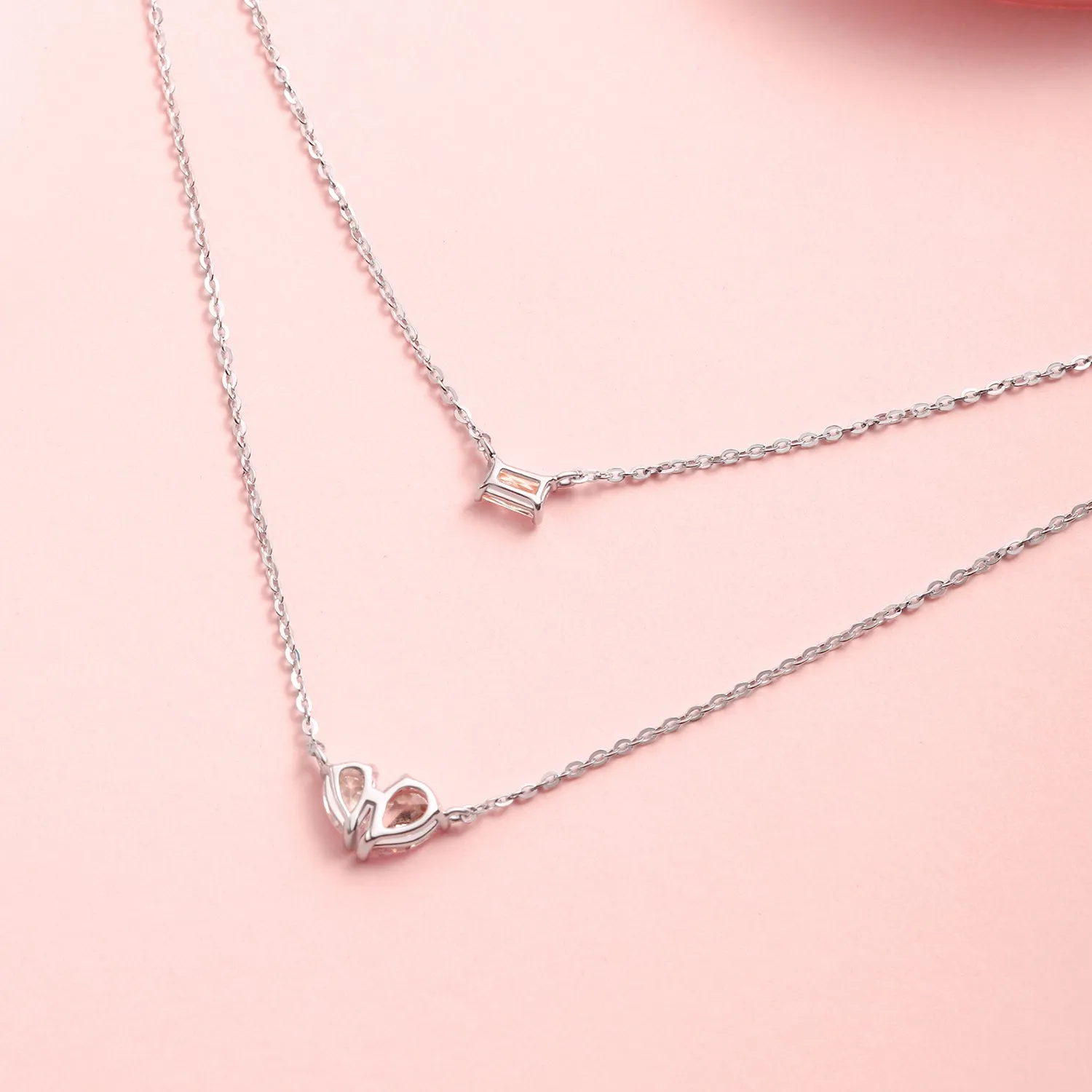 FANCIME "Cuddle Hearts" Two Layer Choker Sterling Silver Necklace