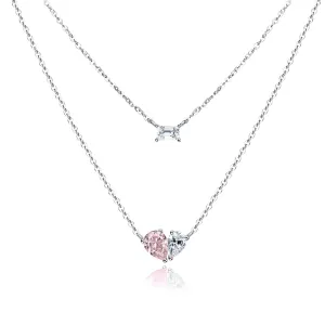 FANCIME "Cuddle Hearts" Two Layer Choker Sterling Silver Necklace