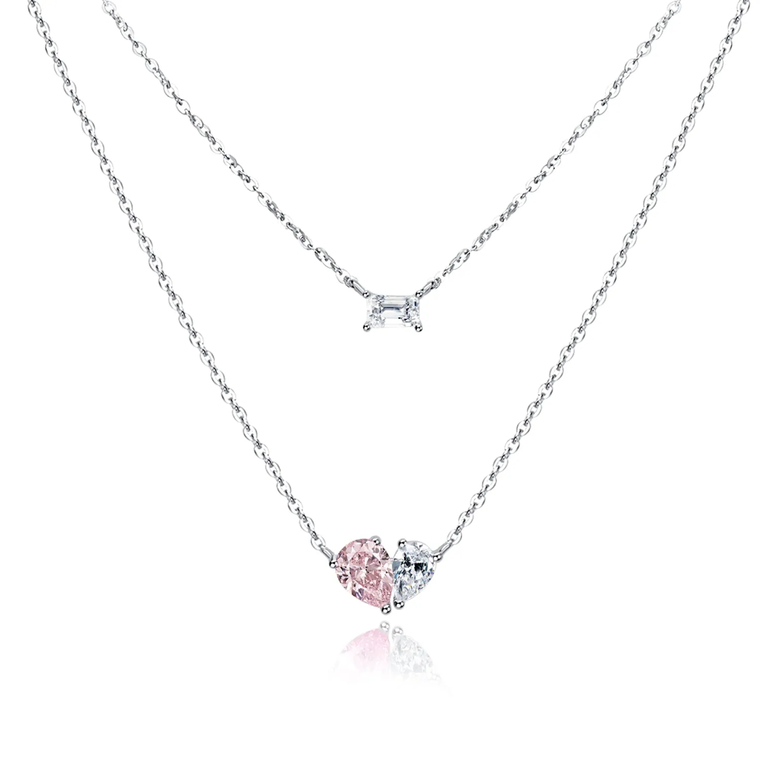 FANCIME "Cuddle Hearts" Two Layer Choker Sterling Silver Necklace