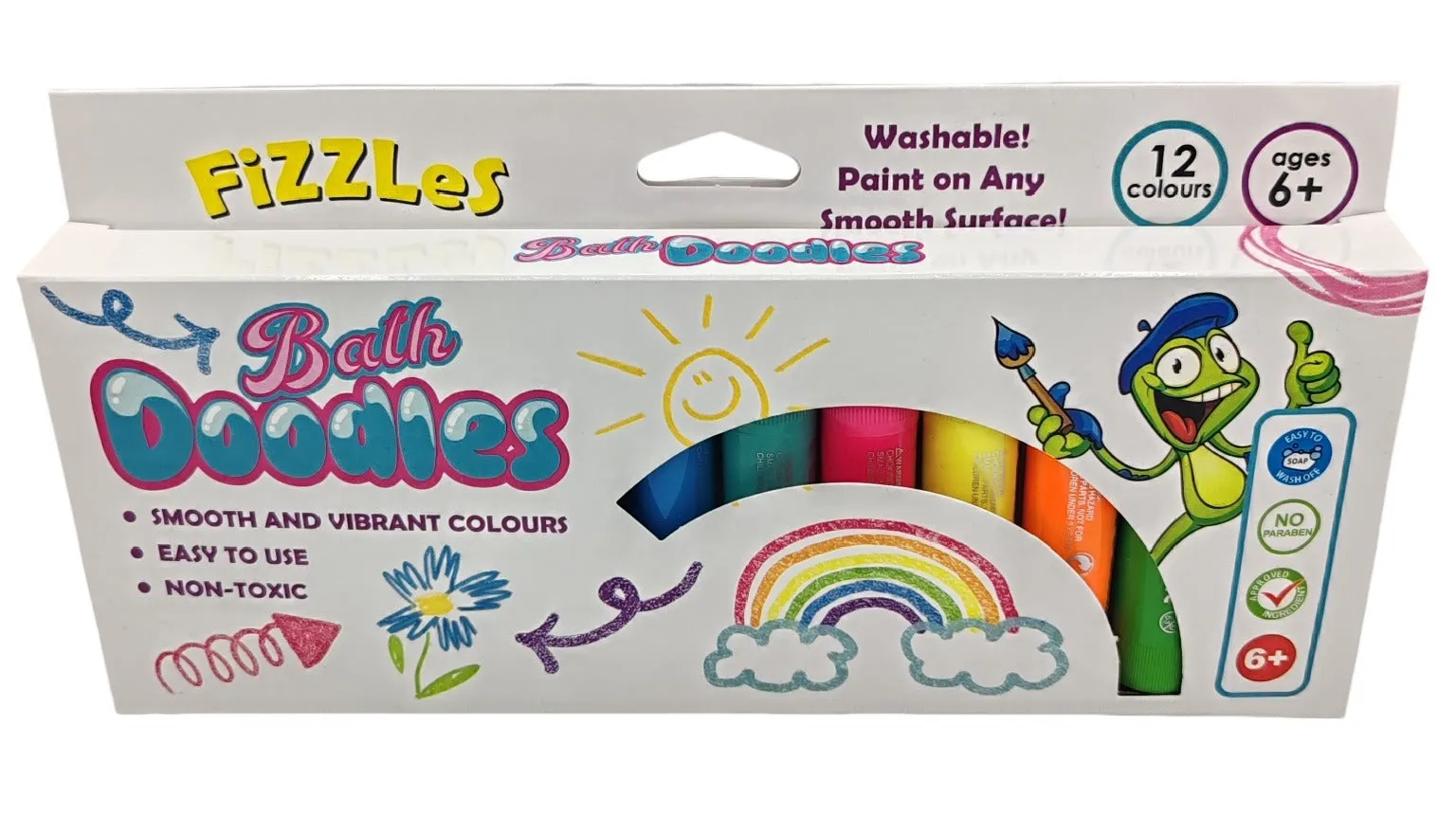 Fizzles Bath Doodles - Bath Paint - 12 Vibrant Colours