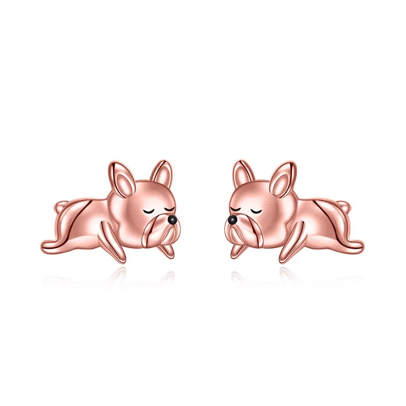 French Bulldog Earrings Stud 925 Sterling Silver Cute Animal Dog Jewelry Gifts for Women Girls