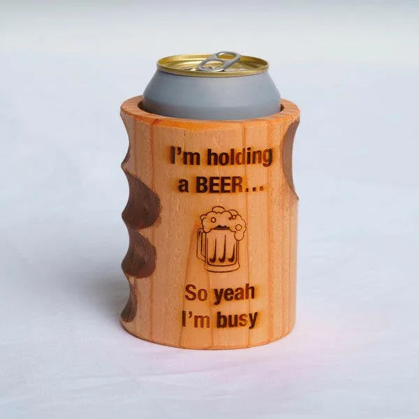 Funny Engraved Guy Gift - Wood Beer Koozie