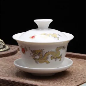 Gaiwan - The Brewing Cup With Saucer and Lid - Dragon Print