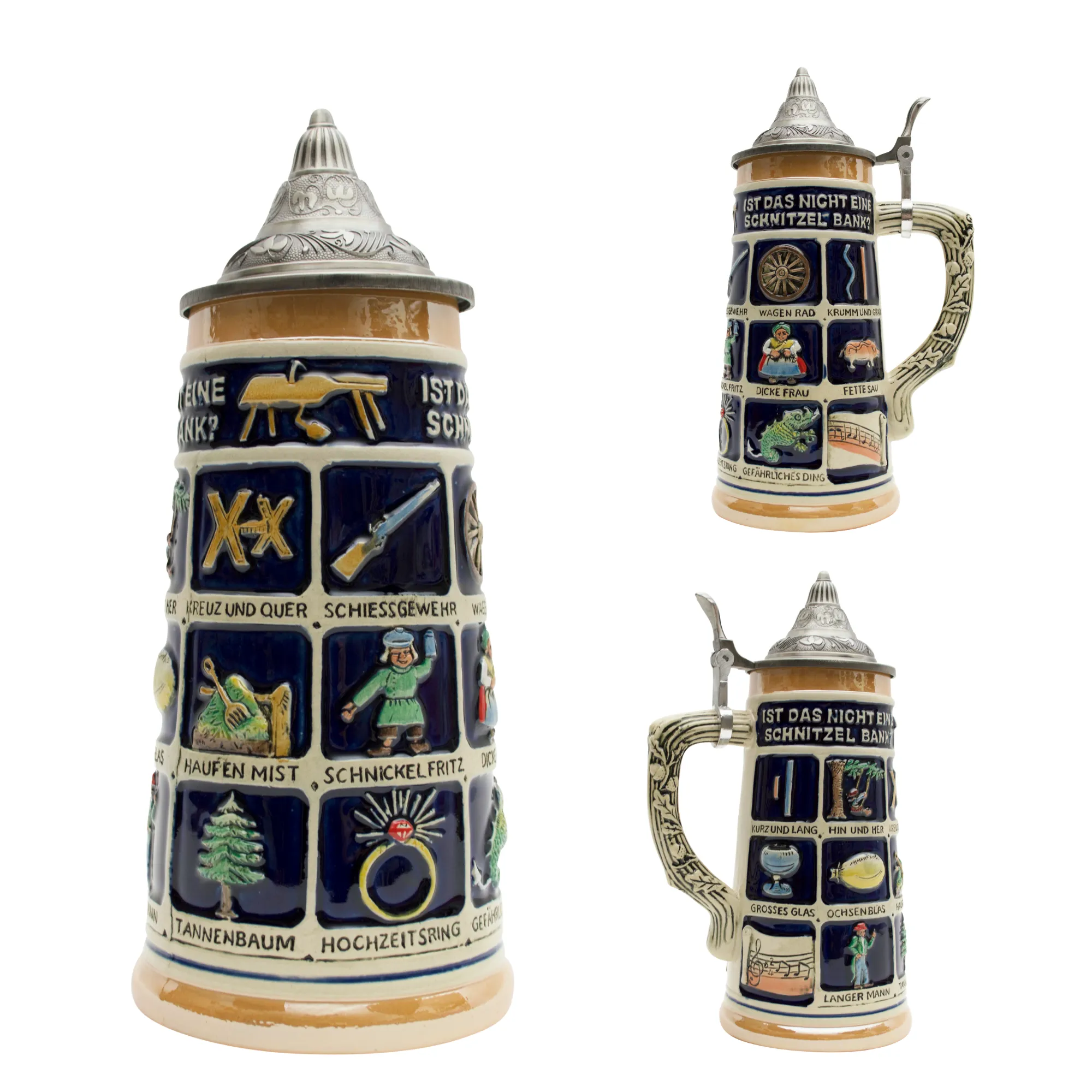 German Schnitzelbank Song 1L Lidded Beer Stein