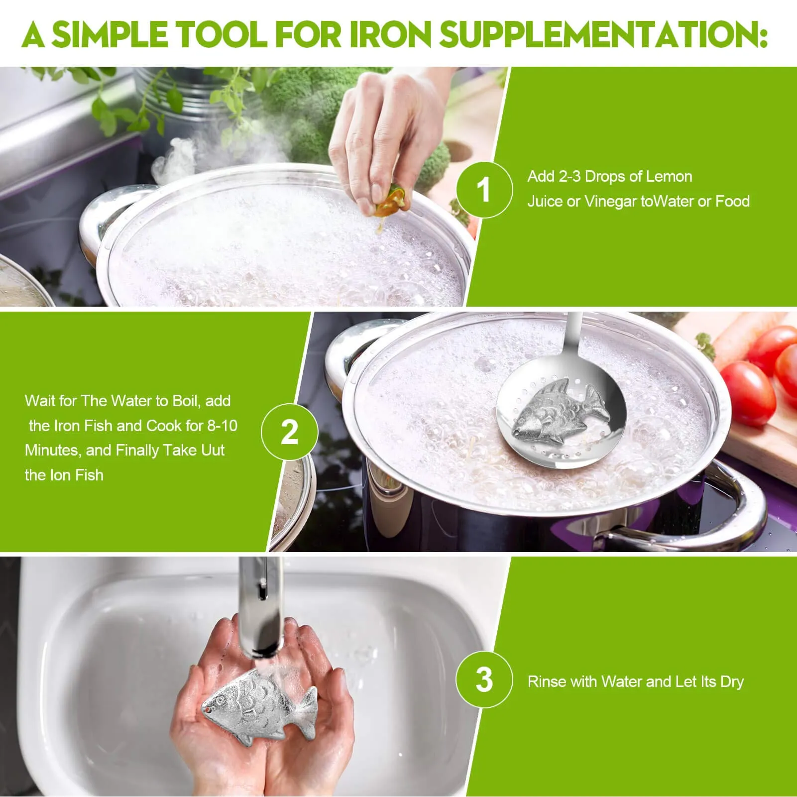 Godboat Iron Fish Cooking Tool to Add Original Iron Supplement to Food and Water, Iron Supplement Tool for Iron Deficiency Vegetarians, Pregnant Women and Children, Mothers Day Gifts