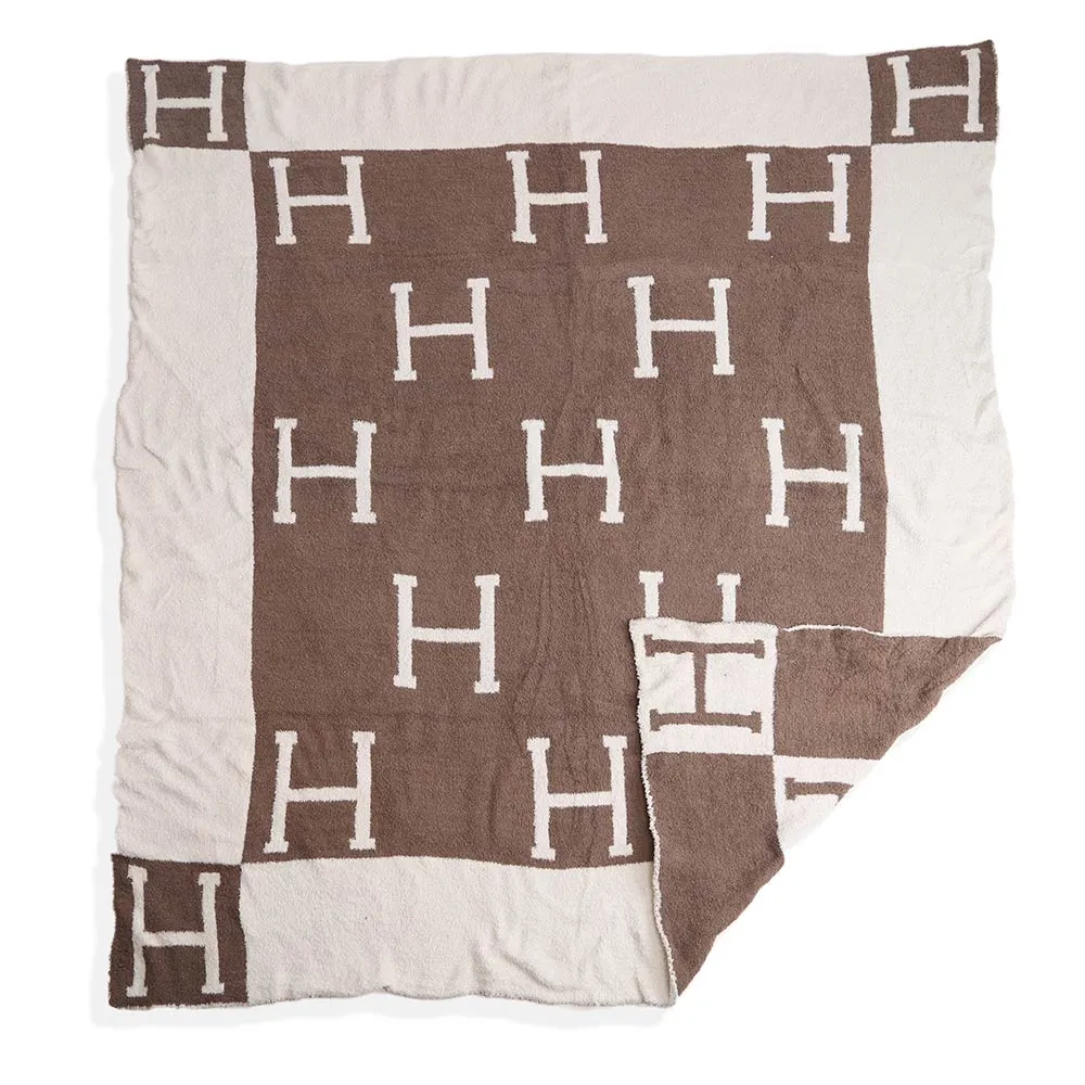 H Inspired Cozy Blanket - Beige