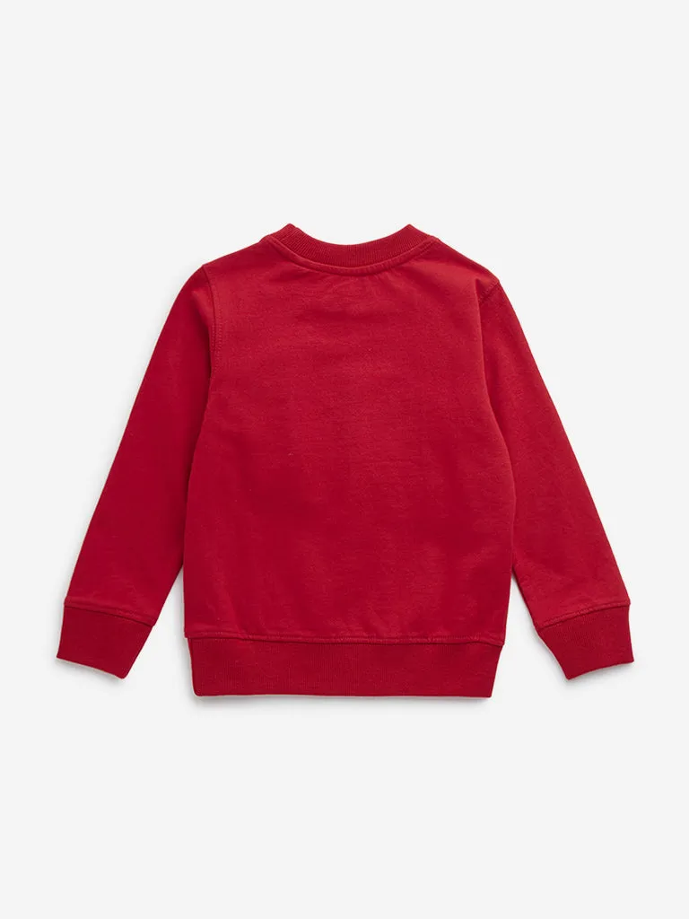 HOP Kids Red Bus Design Cotton Sweatshirt