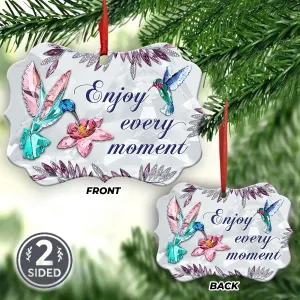 Hummingbird Enjoy Every Moment Crystal Style Metal Ornament - Christmas Ornament - Christmas Gift