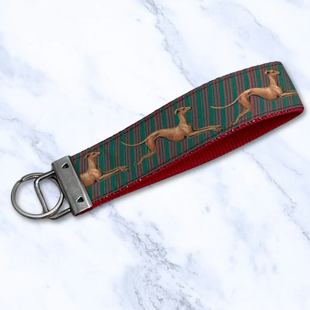 Key Leash Diagonal Stripe Hounds Green Red Sparkle