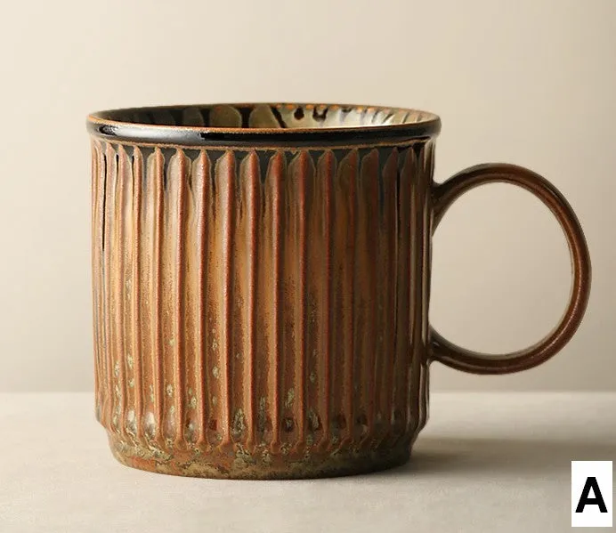 Large Modern Handmade Pottery Coffee Cup, Large Capacity Coffee Mugs, Unique Tea Cup, Creative Brown Green Ceramic Coffee Mugs