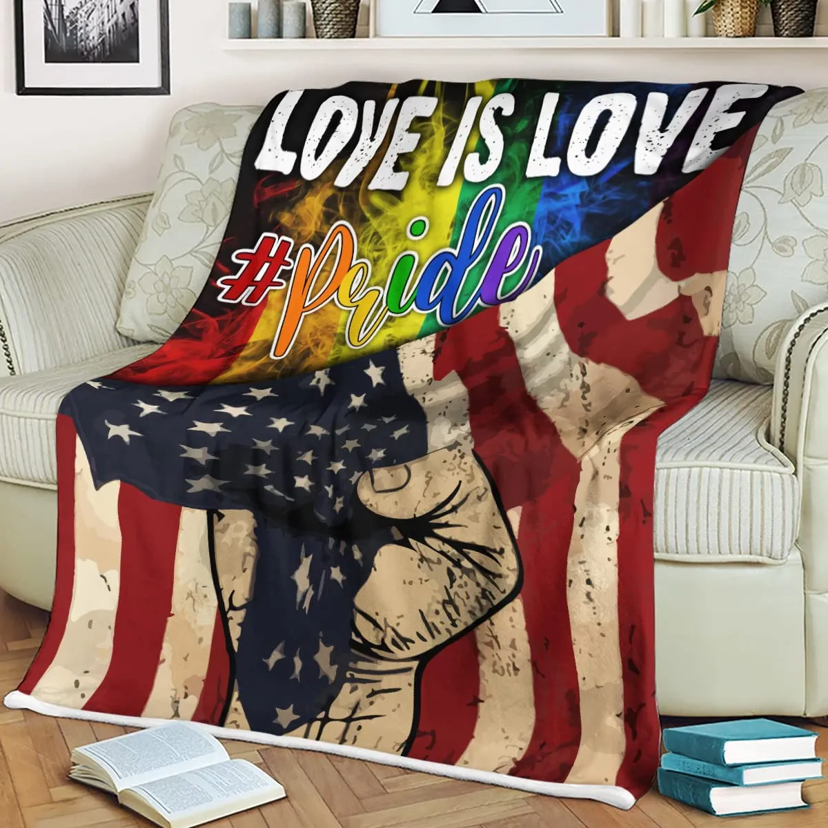 Lgbt Gay Pride Blanket Strong Hand Rainbow, Lesbian Gay Transgender Bisexual Blanket Lgbtq Blanket